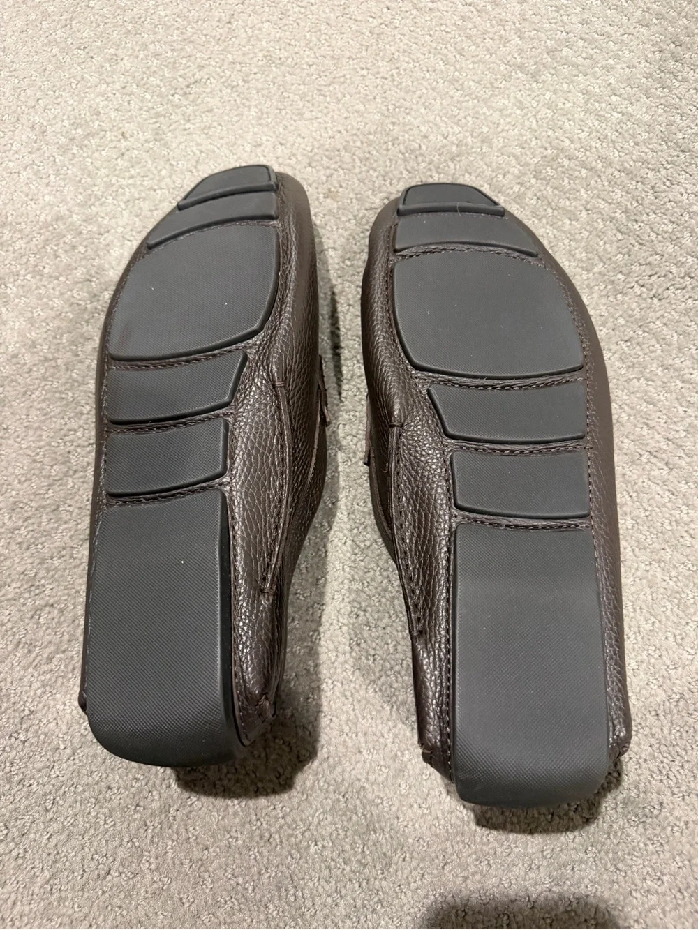 Bally Brown Pebbled Leather Loafers with Red & White Webbing